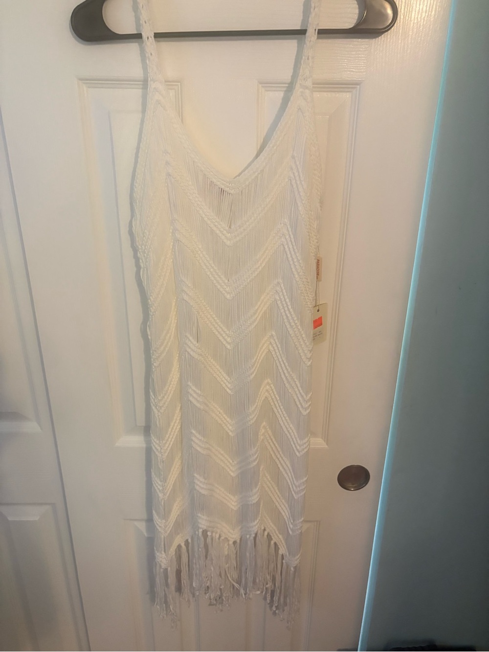 White Crochet Fringe Swim Cover Up
